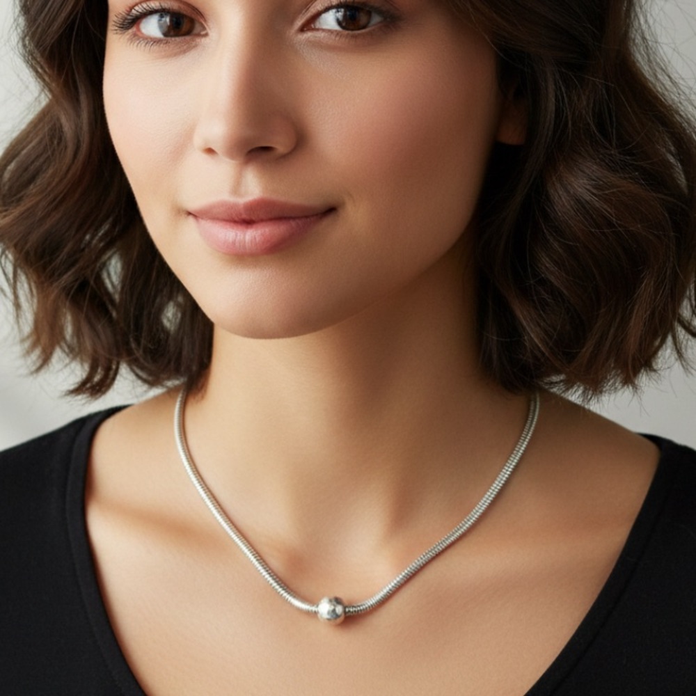 Silpada N2416 Chic Hammered Bead Ball Snake Necklace